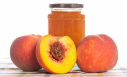 Peach jam and some fresh fruits